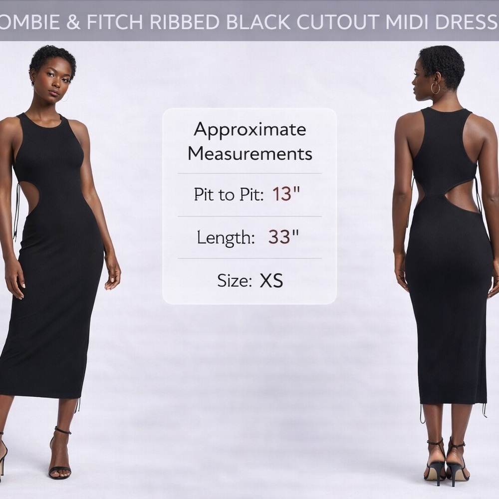 Abercrombie & Fitch Black Midi Dress with Cutouts